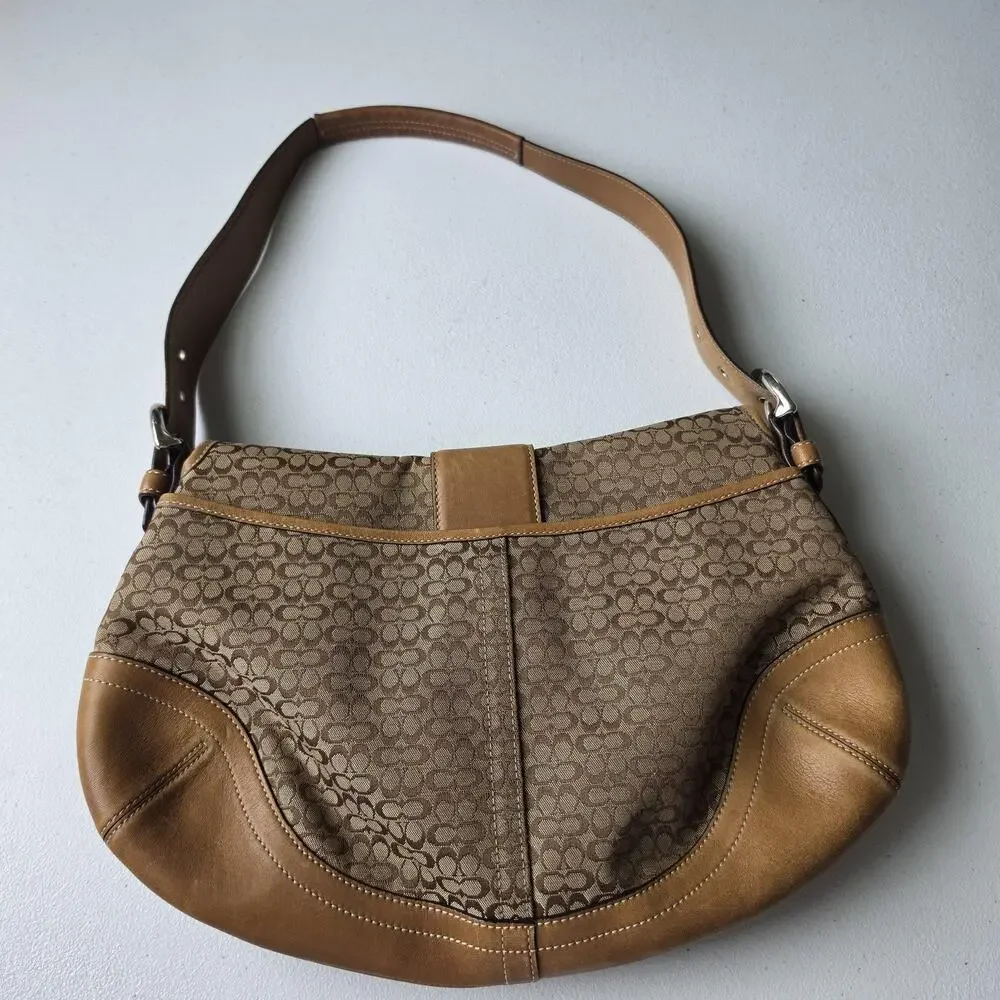 Vintage Coach Signature Soho Bag 6808 Medium Brown Canvas CC Leather Shoulder
